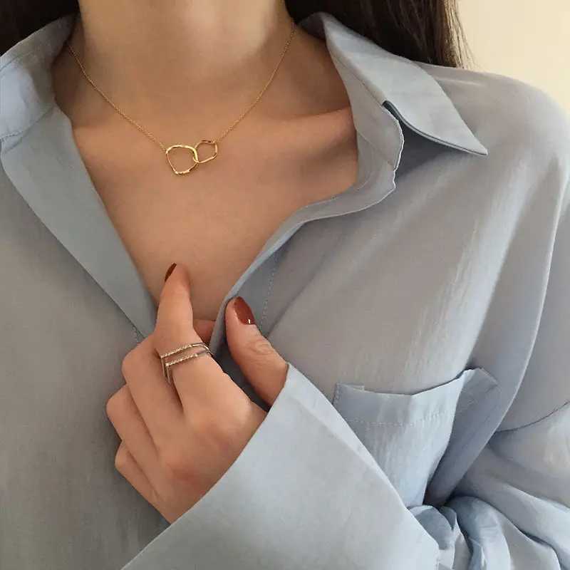Two Round Shaped Necklaces Female Exquisite Geometric Women Chain Choker Neck Necklace Birthday Gift For Ladies Fashion Jewelry XJ250604