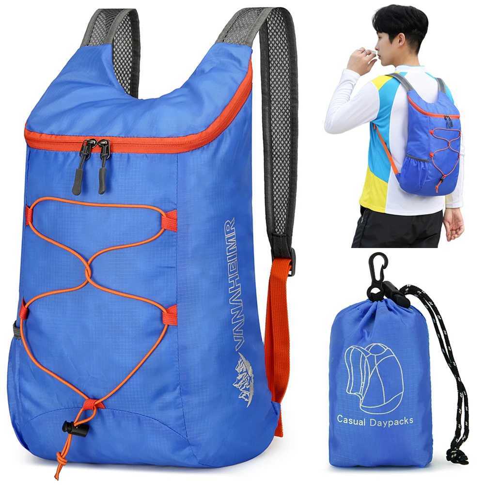 Outdoor Unisex Waterproof Foldable Backpack 10L Capacity Portable Camping Hiking Travel Daypack Leisure Men Women Sport Bags W250603