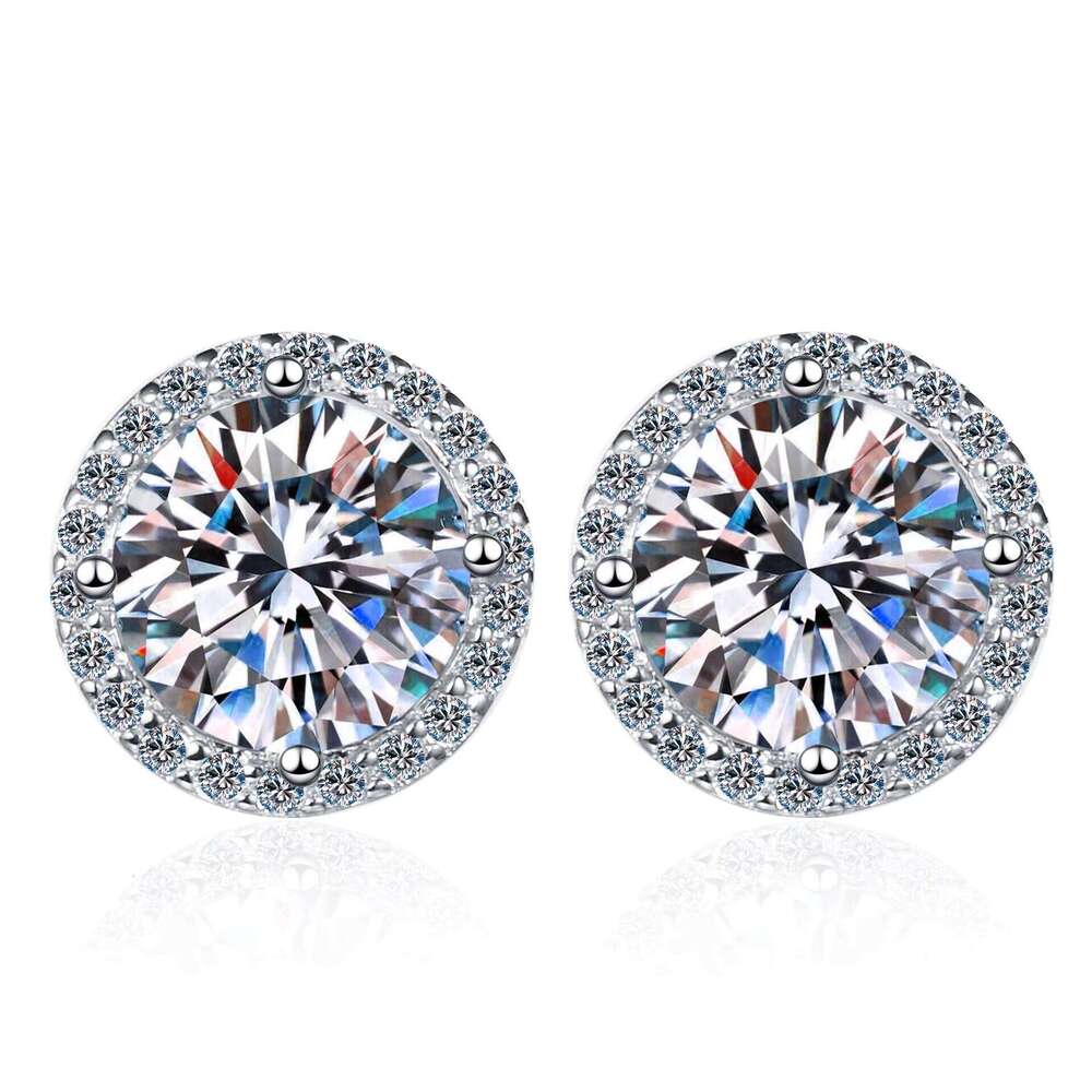 DHcollections Round VVS D 1ct 2ct Stud Moissanite Earring Fashion Jewelry Earrings