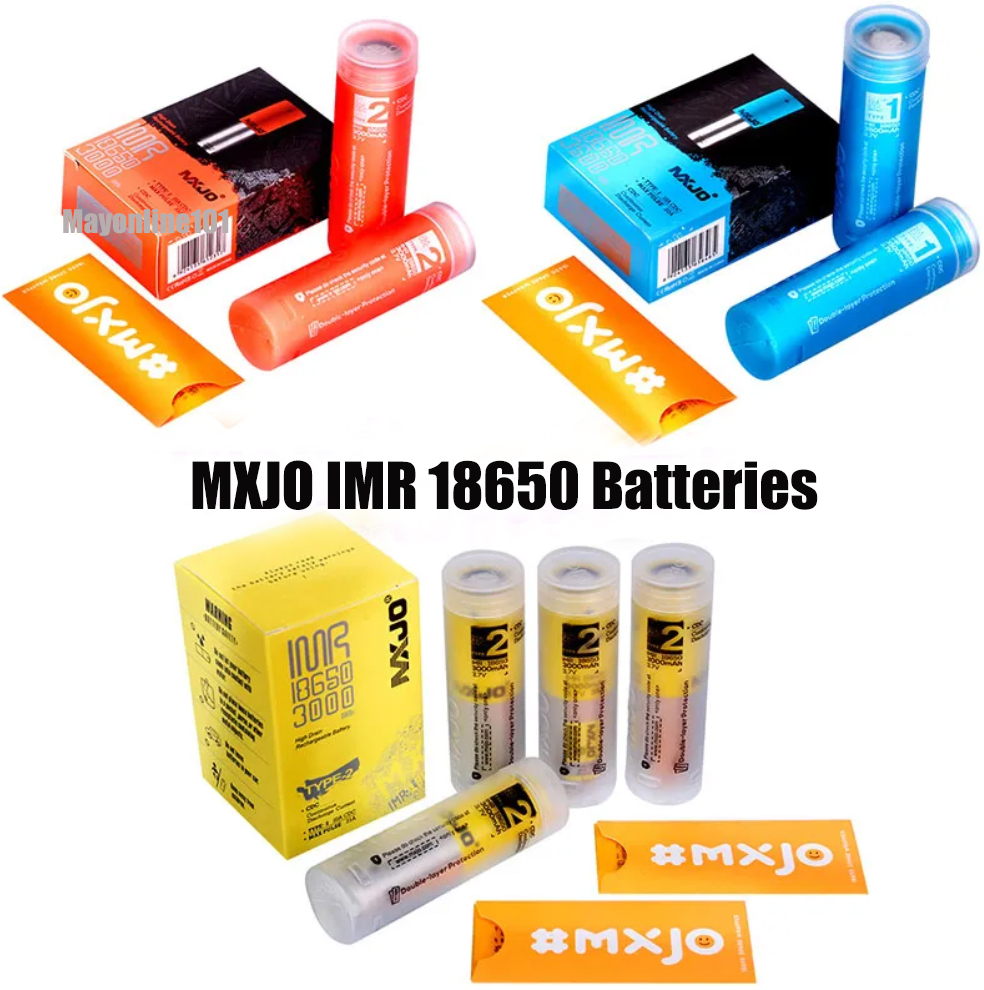 100% Original MXJO IMR 18650 Li-ion Battery 3500mAh 3000mAh 10A 20A 35A 3.7V Red Yellow Blue High Drain Rechargeable IMR18650 Cell Lithium Batteries Genuine Flat Top