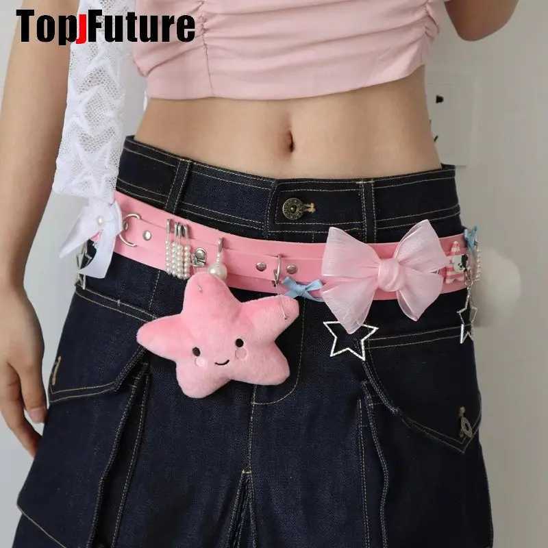 Women HAND MAKE Gothic Lolita Punk Harajuku full of pendants belt princess Y2K girl Millennium Spicy Girl heart star bow belt W250604