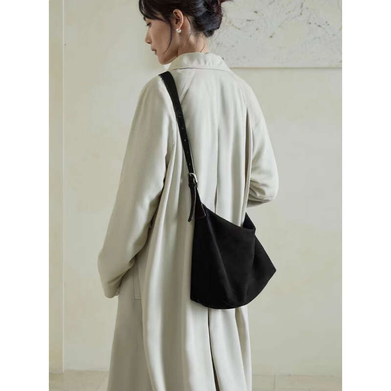 Women's Bags Designer Women's Bags Designer Qiu Zhen Vegetable Tanned (Nubuck Leather) Double Ear Hobo Lazy Single Shoulder Crossbody Large 