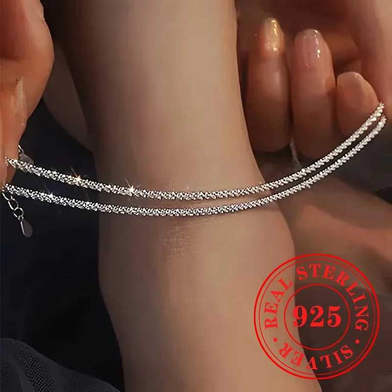 Huitan Exquisite 925 Sterling Silver Anklet Luminous Stylish Female Show Off Legs Jewelry Accessory Summer Beach Party Jewelry W250604