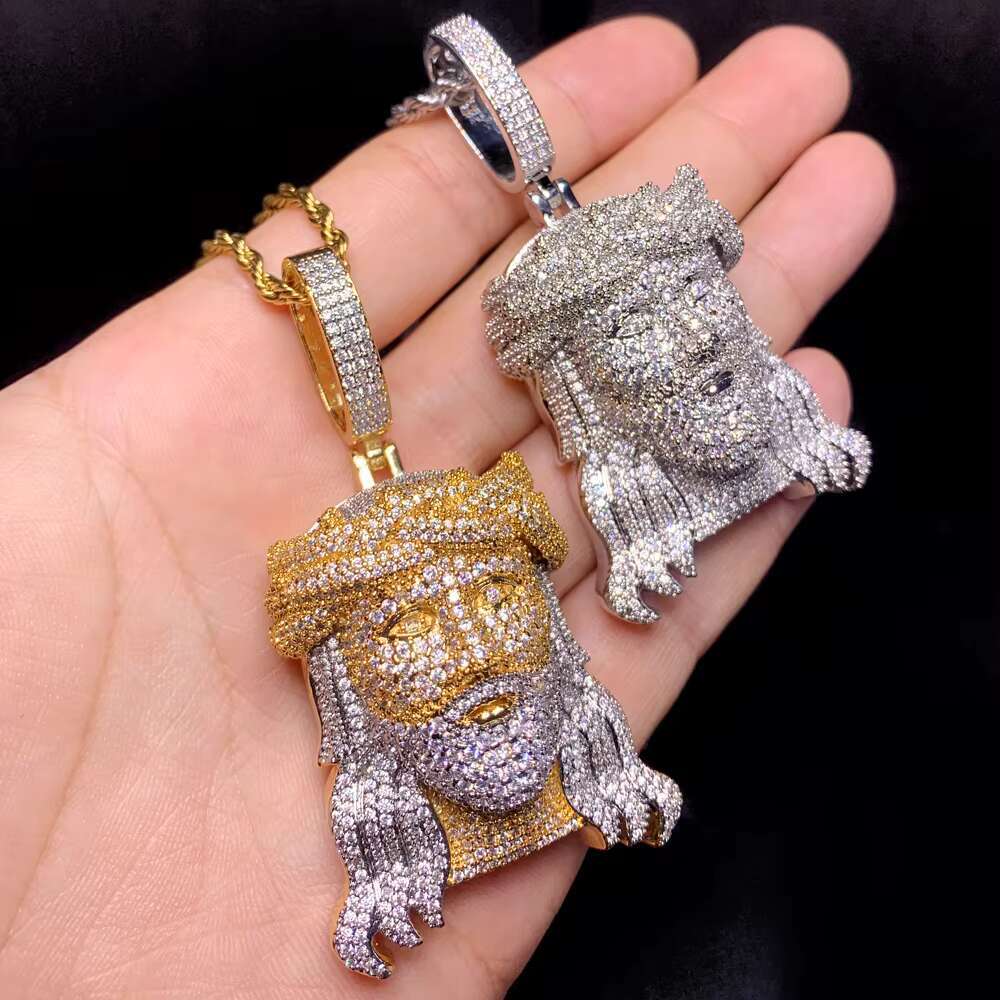 Two Tone Rose Gold Plated Hip Hop Jesus Piece Charm Pendant Micro Pave Iced Out Men Necklace Jewelry