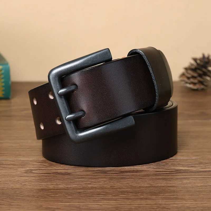 4.3CM Widened Double Needle Buckle Belt Mens Genuine Leather Top Layer Cowhide Retro Youth Versatile Casual Belt W250604