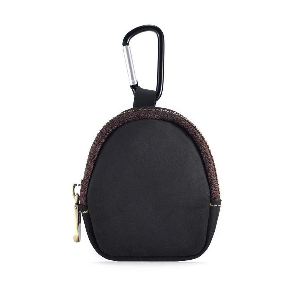 Genuine Leather Mini Coin Purse First Layer Cowhide Zipper Shell Data Cable Bluetooth Earphone Storage Bag for Men