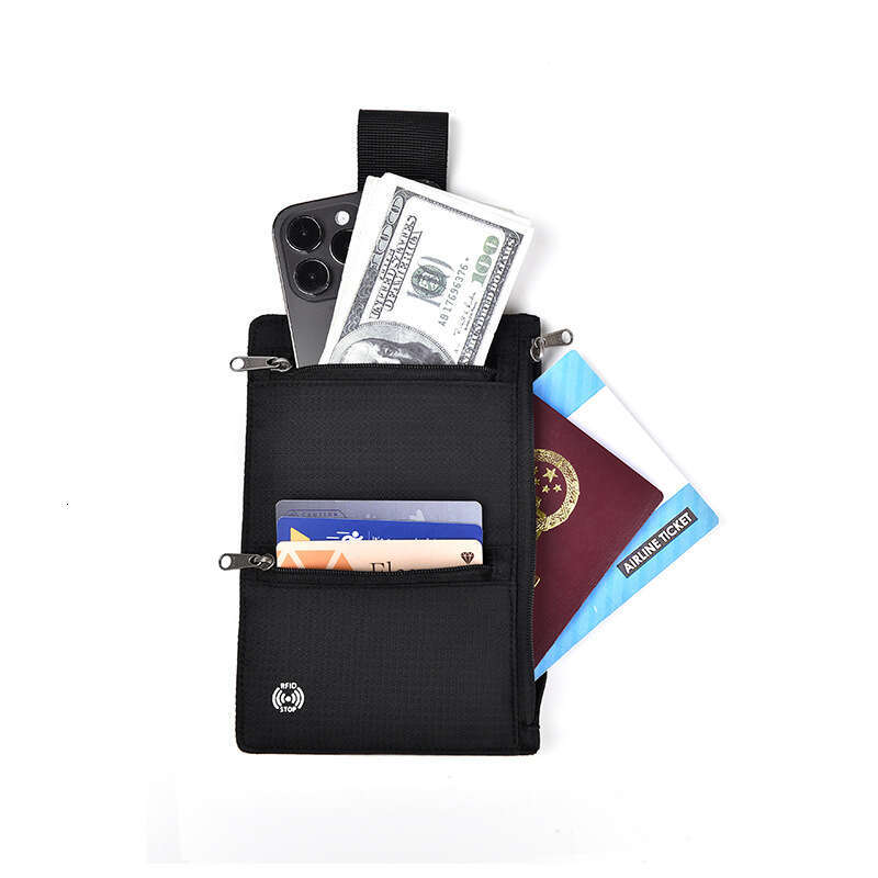 Multifunctional Passport Bag Portable Waist Hanging Ultra-thin Travel Wallet RFID Anti-theft Brush