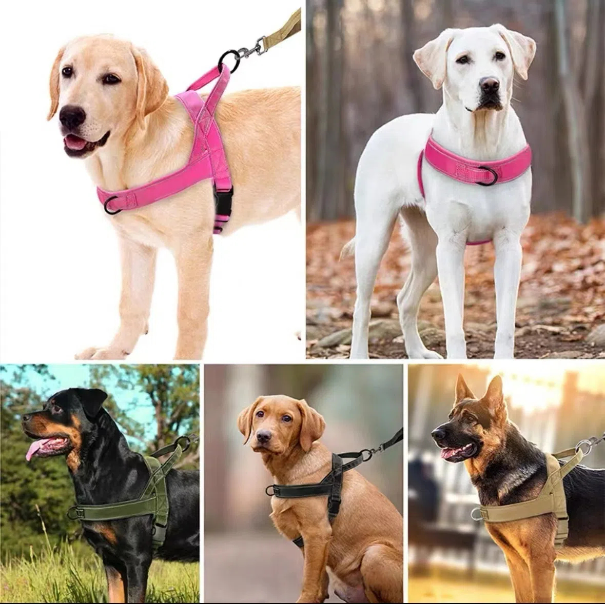 Reflective No Pull Dog Harness Vest for Medium Large Dogs, Adjustable Nylon Pet Harness with Front and Back Leash Clips
