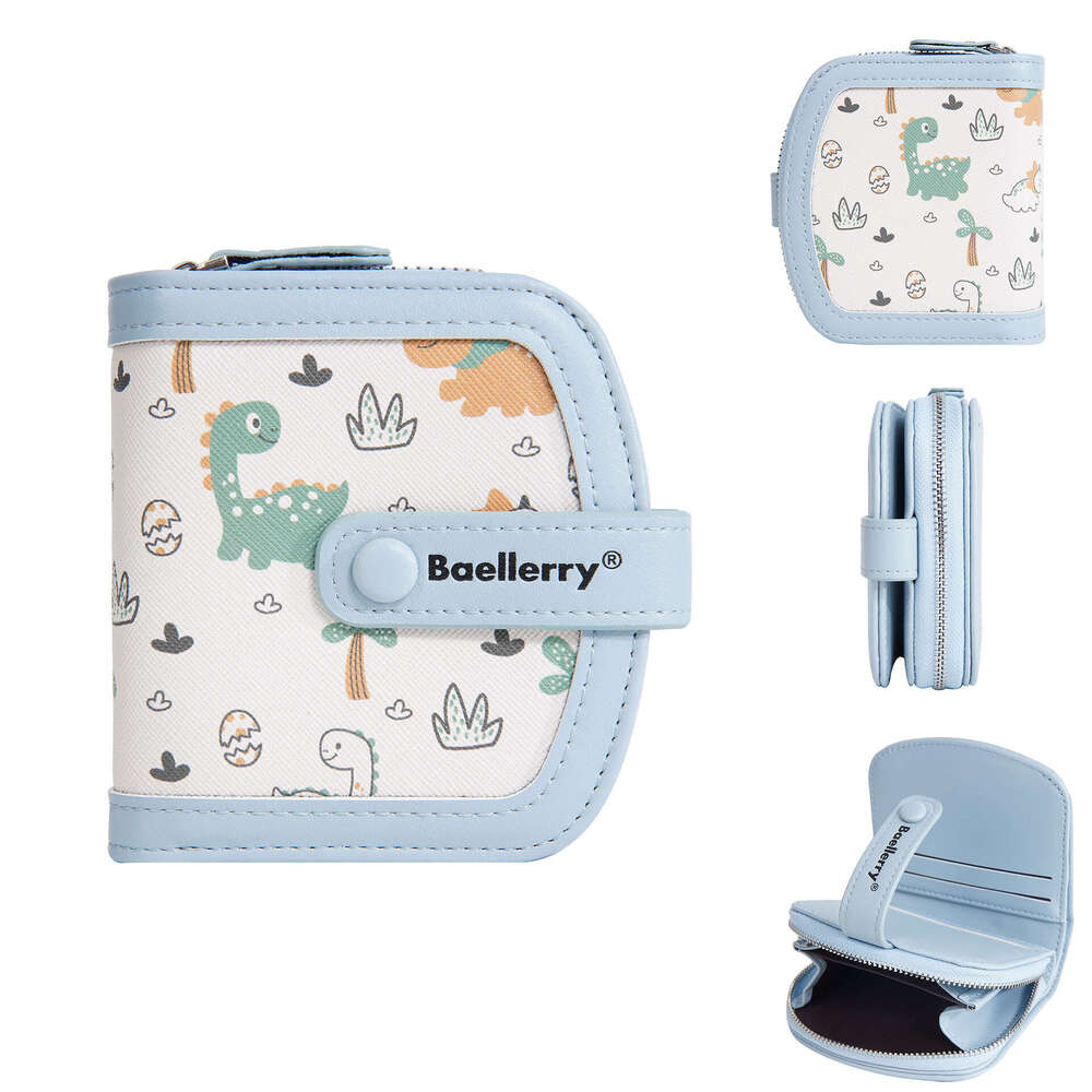 New Cute Dinosaur Print Women's Short Ins Style High-end Large Capacity Money Clip Wallet