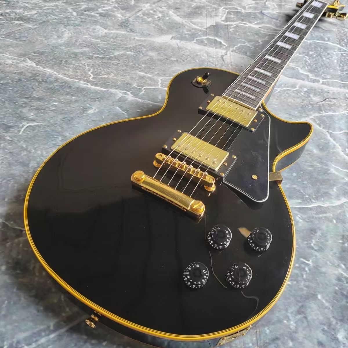 Black Finish with Yellow Trim - Fully Personalized Electric Guitar