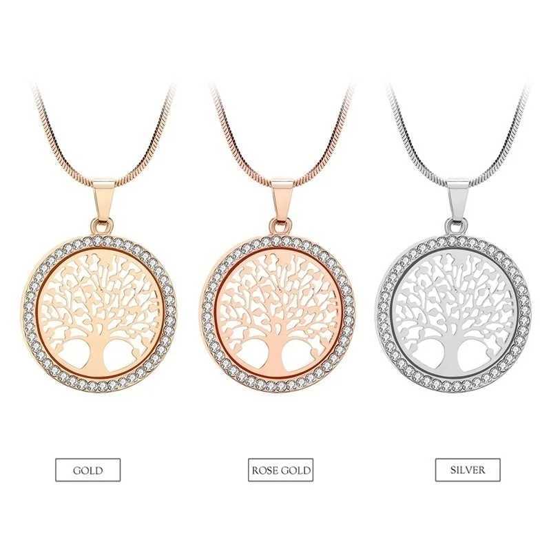 2025 Fashion Crystal Zircon Necklace for Women Bijoux Wedding Jewelry Girl Gift Cute Tree Of Life Charm Pendant Necklace XJ250604