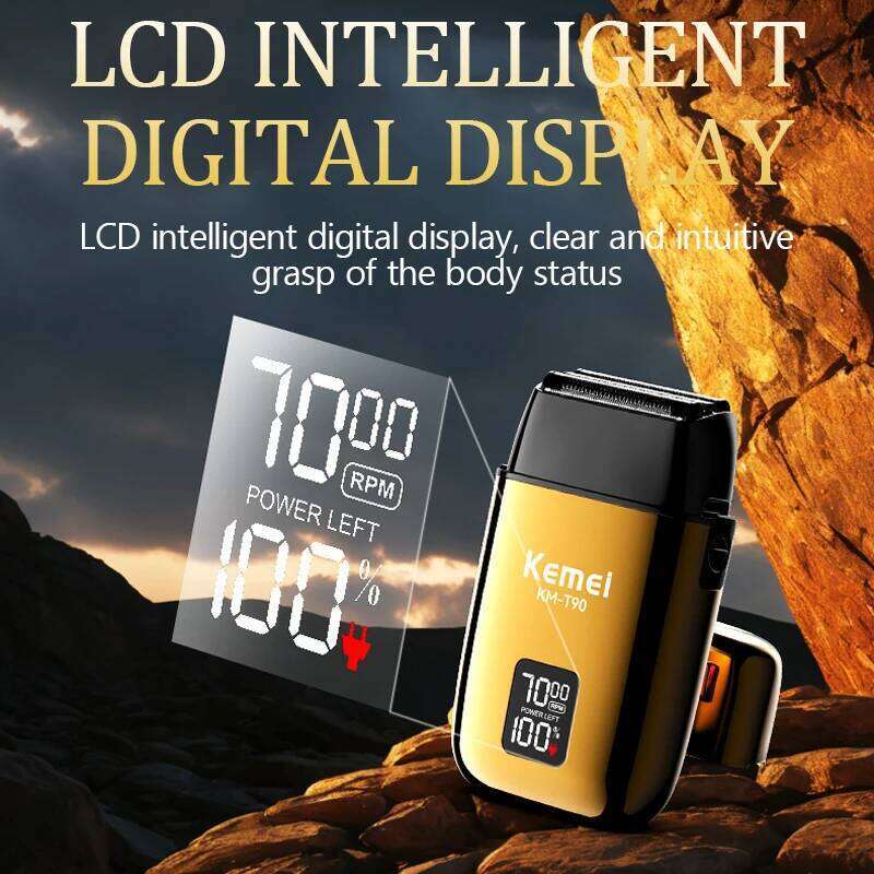 KEMEI Reciprocating 3-Blade Floating Head Mini With LCD Display And Waterproof USB Charging Electric Shaver Km-T90