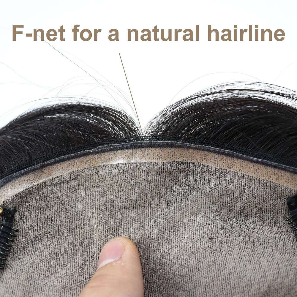 16x18cm Full Hand Made Silk Base with Clips in Virgin European Real Human Topper for Women Dark Brown Hair Toupee