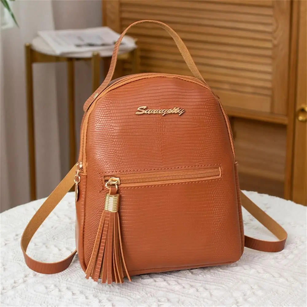 PU Leather Shoulder Bags Stylish Multi-function Large Capacity Small Backpack Solid Color Handbag Female 250530