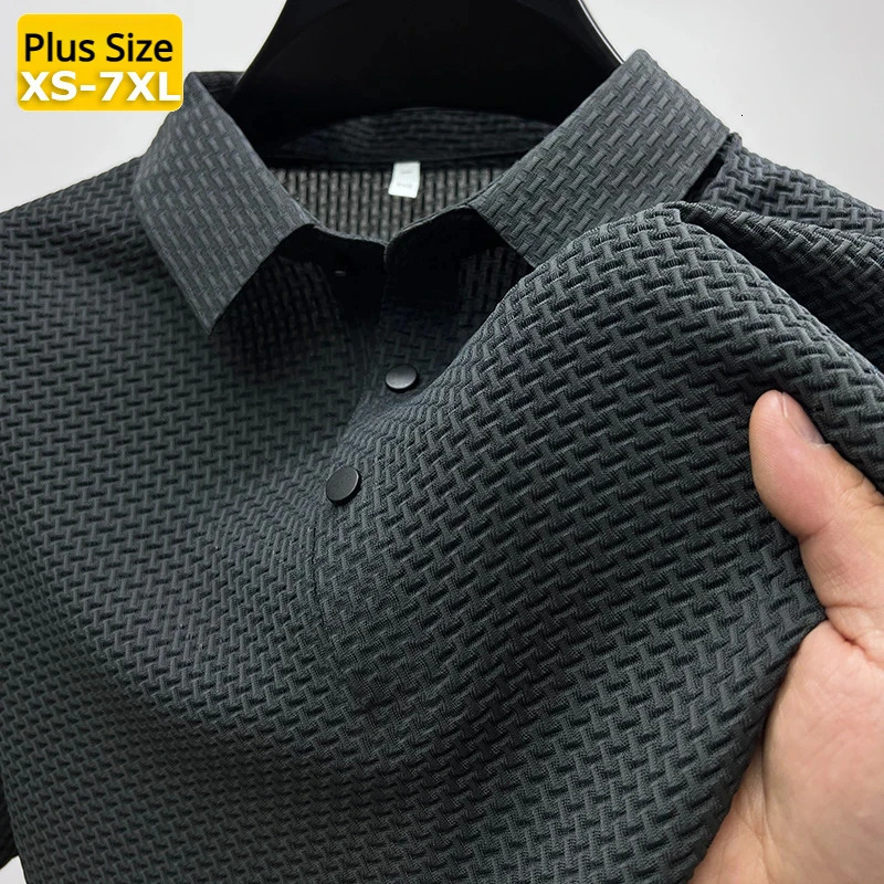 Upto XS7XL Mens Short Sleeve Tshirt Cool and Breathable POLO Shirt Business Casual Sweatabsorbing Top Tees 250604Z