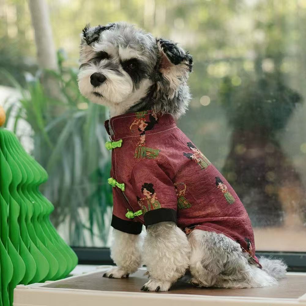 T00380 Chinese style dog Tang suit vest shirt pet cat clothes spring and summer schnauzer small and medium-sized dog clothes autumn and winter