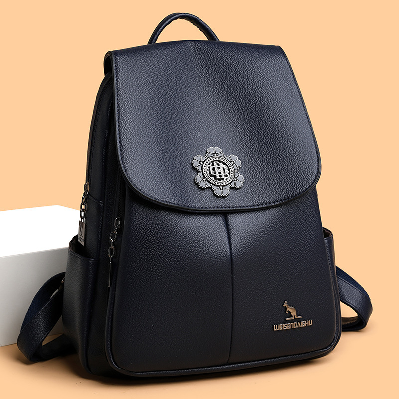 Free Shipping Middle-aged Women's Backpack Texture New Mother And Baby Bag Lightweight Backpack Soft Leather Large Capacity Travel Bag Mother Bag