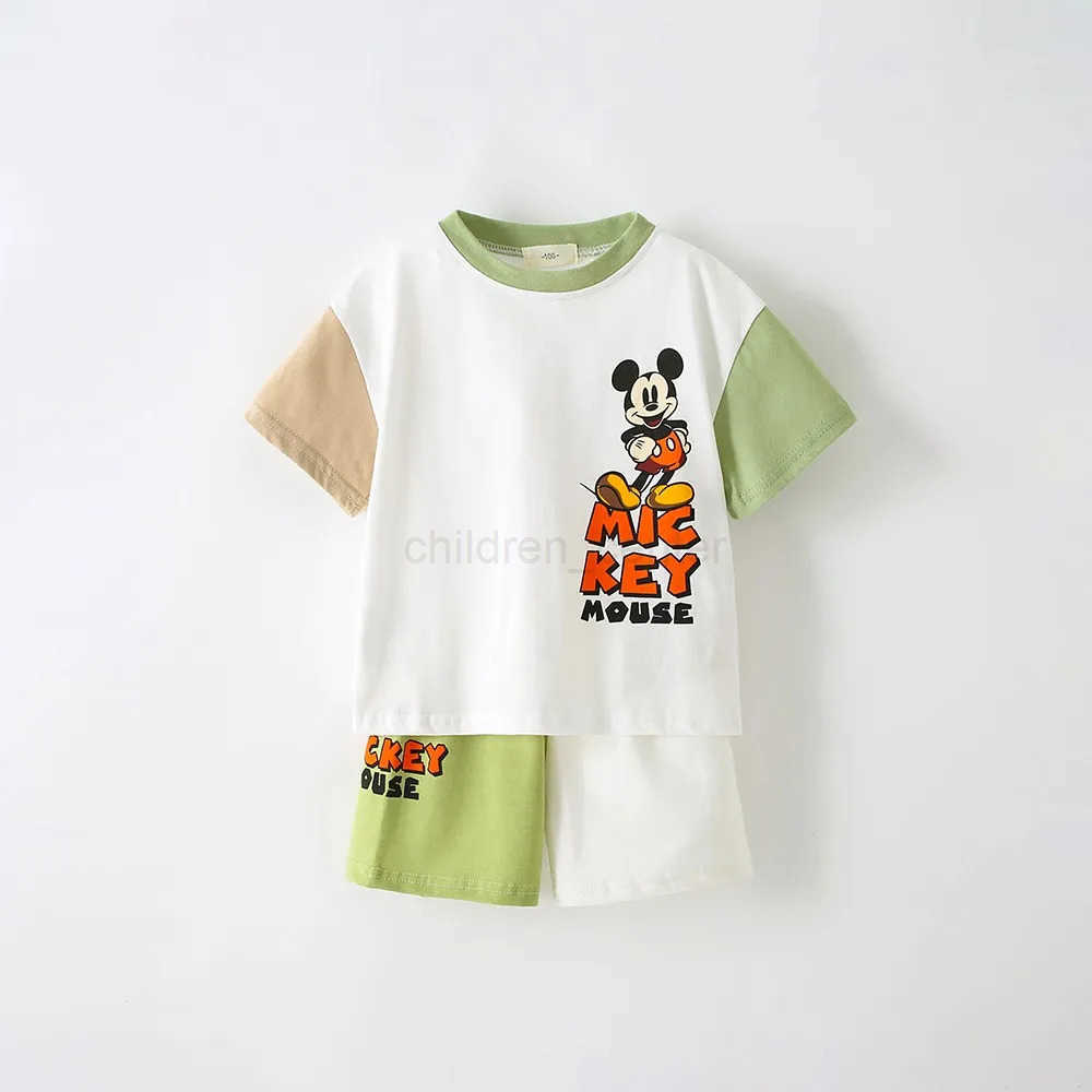 Disney Donald Duck Cartoon T-shirt + Shorts 2pc/set Boys Clothes Summer Clothing Loose Casual Short Sleeve Suit Childrens Wear Disney W250604