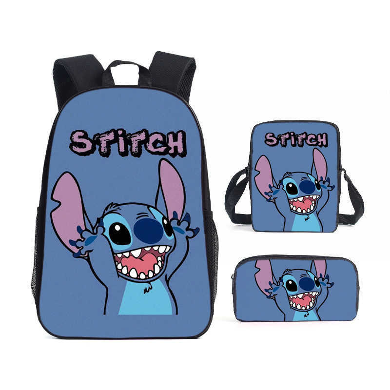 Disney Cute couple Mickey Minnie 3-piece childrens school backpack with lunch bag pencil case best gift for boys and girls school bagXJ250417