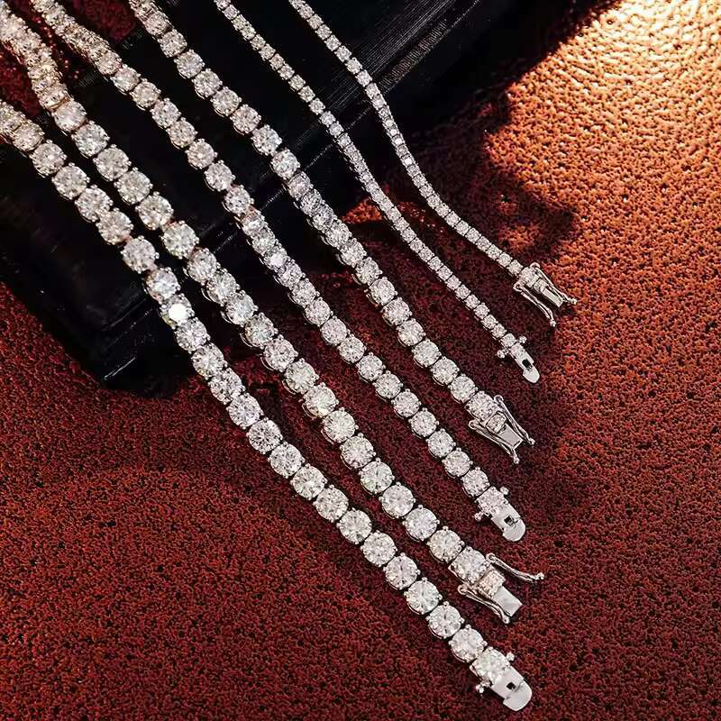 Luxury Shining Fine Custom Real Solid Gold Plated S925 Silver VVS Diamond 3 4 5 6.5mm Diamond Tennis Chain for Women Men Hip Hop