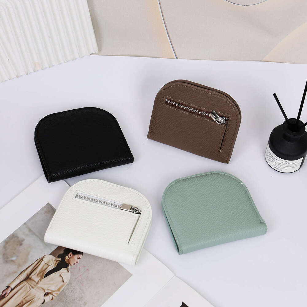 Women's Short Wallet Semi-Circle Solid Color Mini Student Coin Purse High-End Small Card Holder
