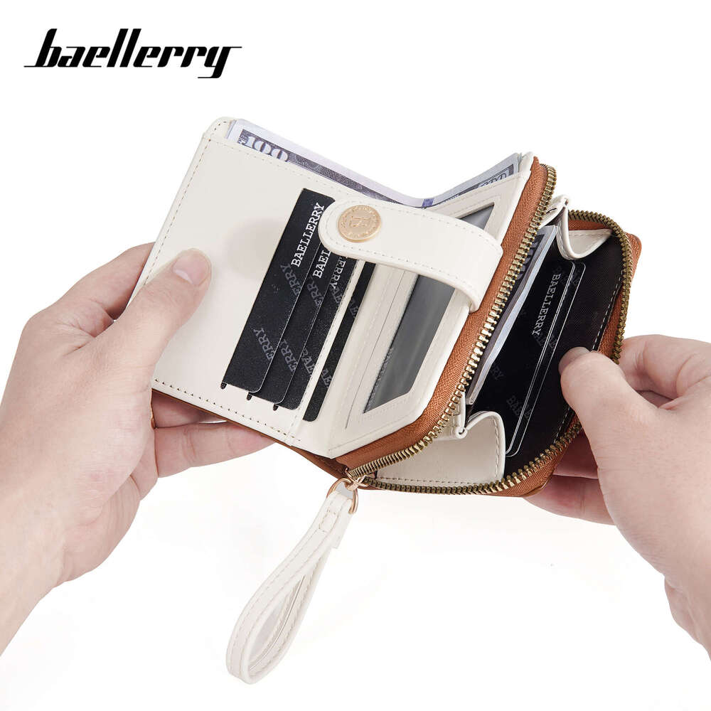 New Women's Short Baellerry Fresh Style Snap Button Soft Wallet Fashion Zipper Coin Purse