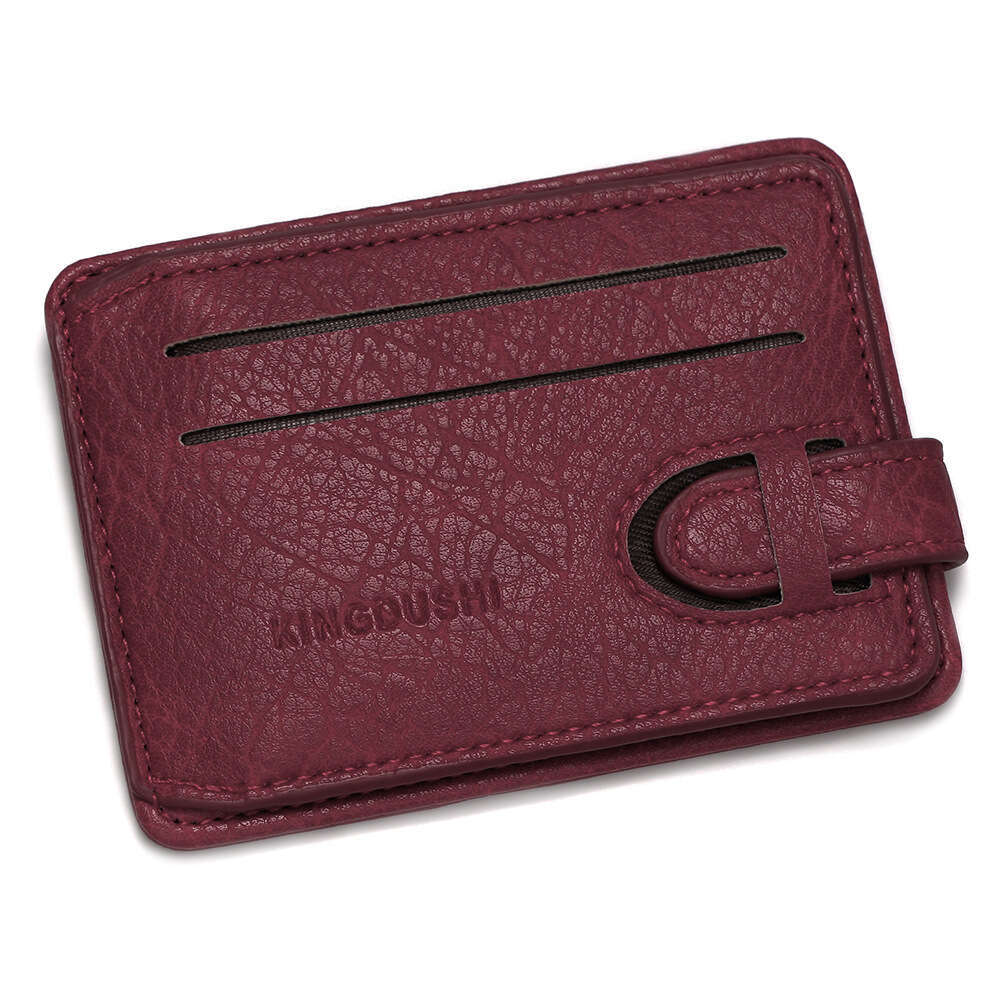 Unisex Short Card Sleeve Coin Purse Solid Color Crack Pattern Strap ID Holder