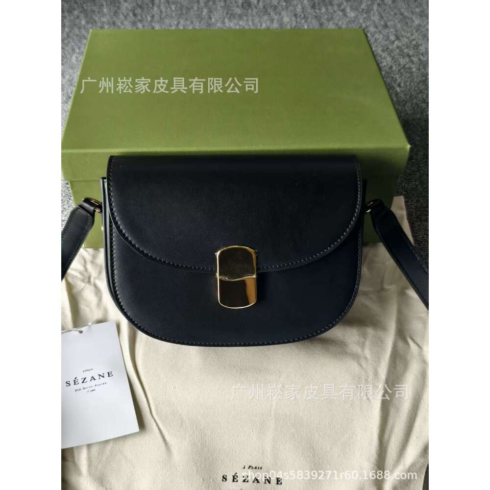 Women's Bags Designer French Sezane Saddle Women's High-End Fashion Leather Metal Lock Bag Shoulder Crossbody