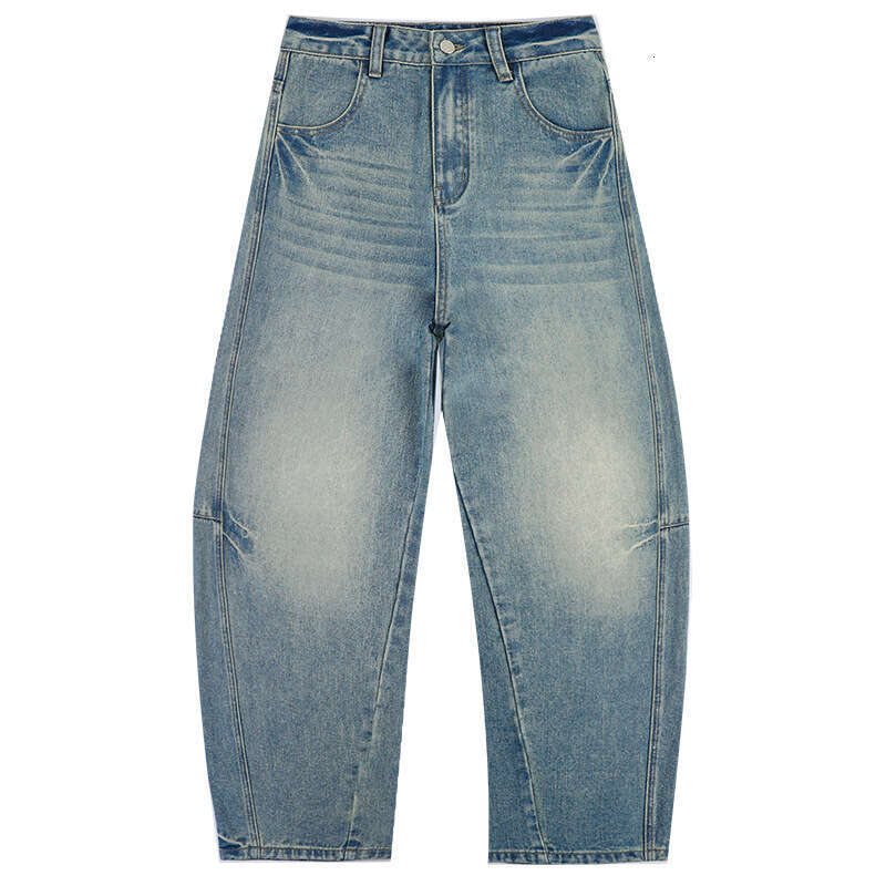 American Style Light Blue Wide Leg Jeans For Women Spring New Loose Lazy High Waist Scimitar Pants B5