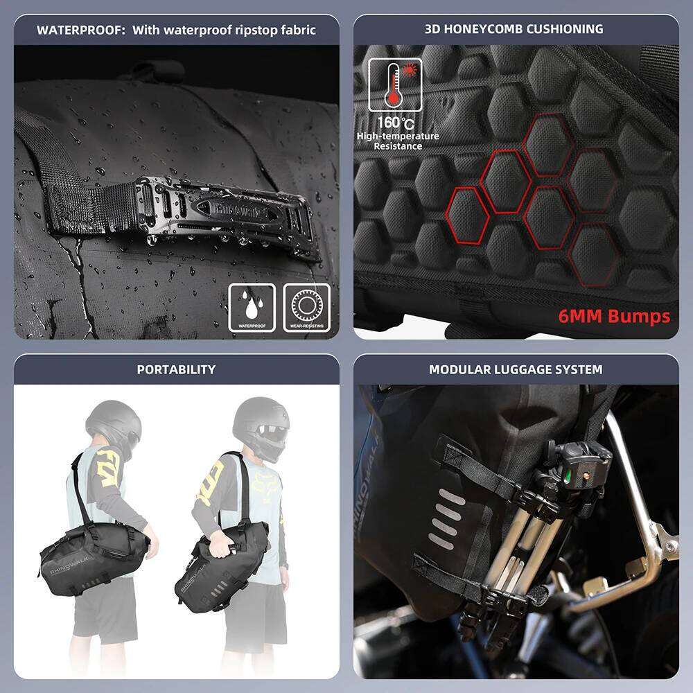 OLOEY Rhinowalk 100%Waterproof 18L/28L/48L Large Capacity 2 Pcs Universal Fit Motorcycle Pannier Bag Saddle Side Bags