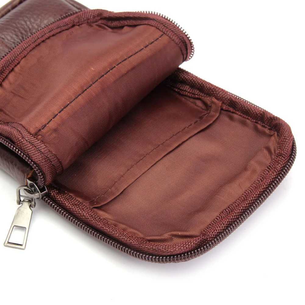 Men Vintage Pure Color Cowhide Small Waist Packs Wallet Fashion Mobile Phone Bag Mini Fanny Pack Wallet Belt Pouch Coin Purse W250604