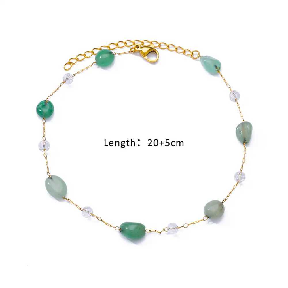Anklets for Women Stainless Steel Stone Beaded Chain Anklet Summer Beach Accessories Boho Leg Bracelets Jewelry Tobilleras Mujer W250604