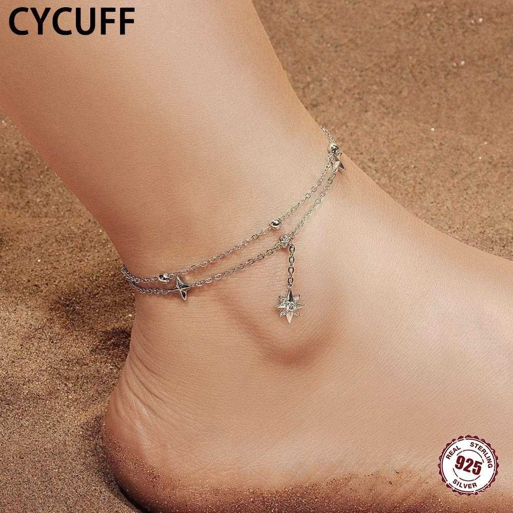 CYCUFF 925 Sterling Silver Sparkling Double-Layer Astral Anklet Zircon Jewelry Anklets Original Party DIY Women Gift Trend 2025 W250604