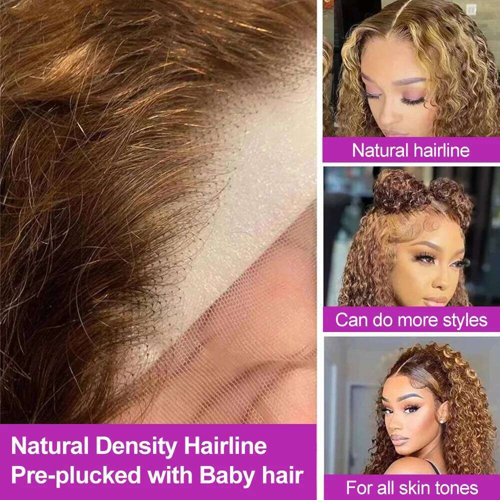 4/27 Ombre Brown Deep Water Wave Short Bob Wigs Highlight Curly 13x4 Hd Lace Front Brazilian Wear Go Glueless Human Hair Wig