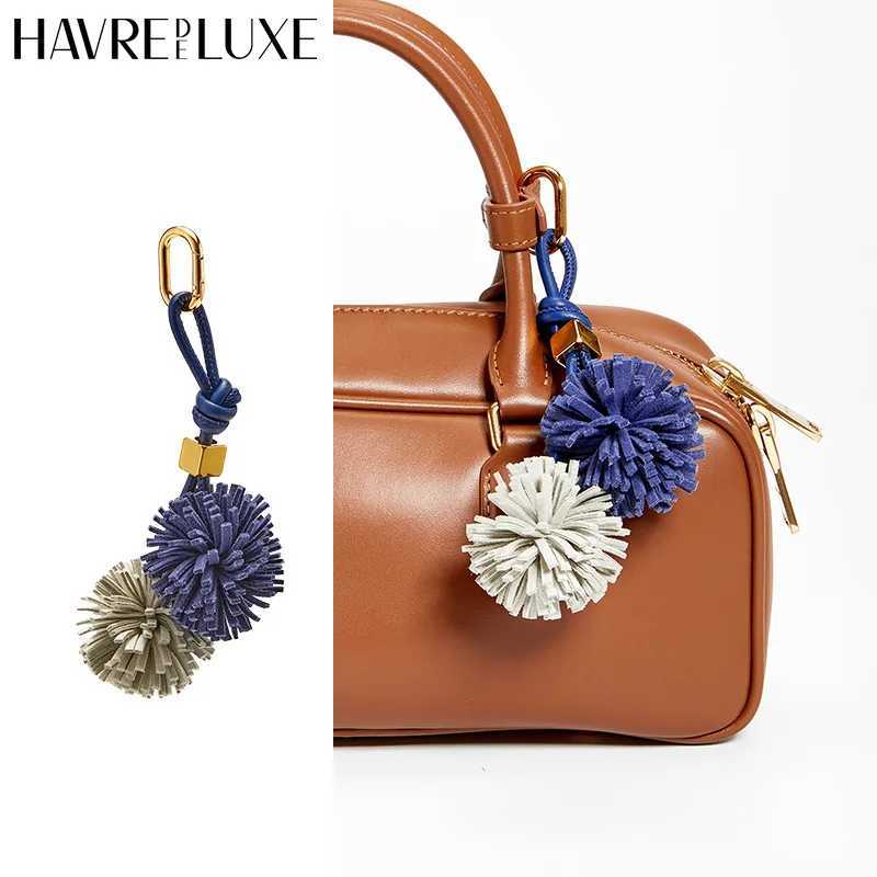 Flower ball leather pendant cowhide rope bag charm Keychain car pendant for women bag accessories M250604
