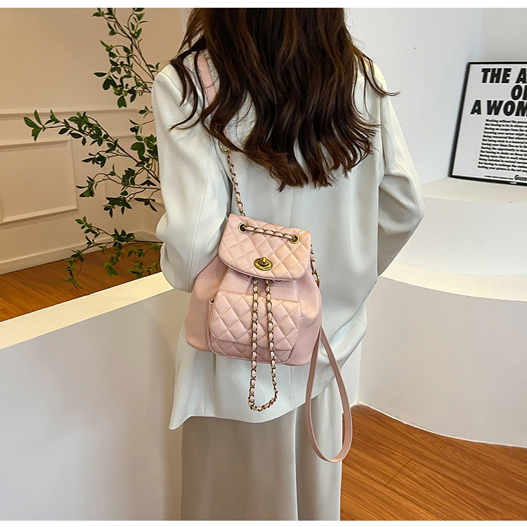 Free Shipping New Multifunctional Women's Backpack Korean Version Fashion Grid Designer Bag Light Luxury High-end Feeling Outdoor Hiking Travel B