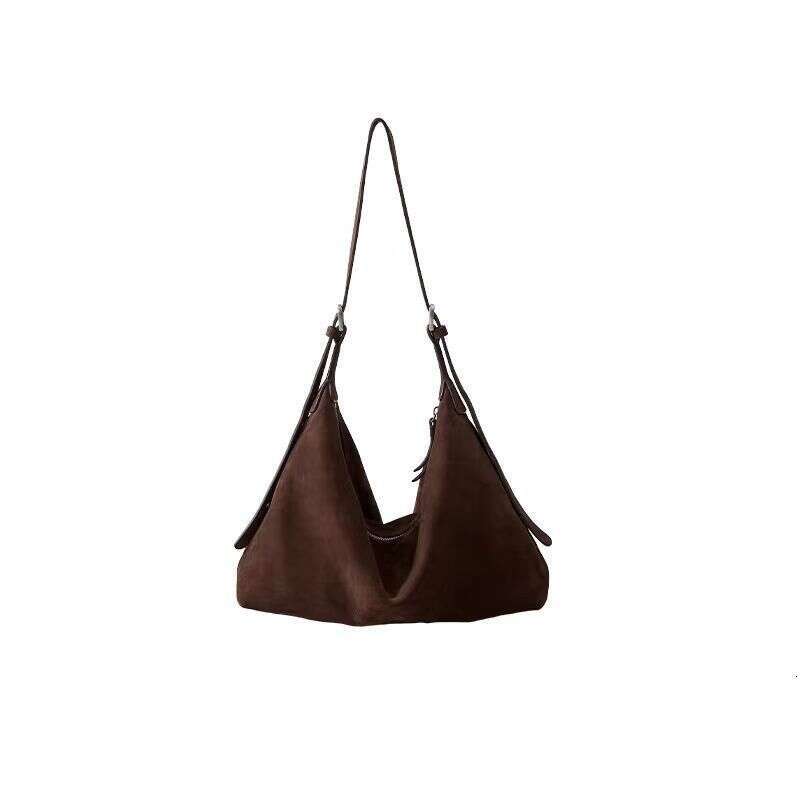 Women's Bags Designer Women's Bags Designer Qiu Zhen Vegetable Tanned (Nubuck Leather) Double Ear Hobo Lazy Single Shoulder Crossbody Large 