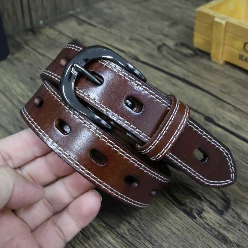 Belt for Women Simple Casual Versatile Hollow Leather Cowhide Belt W250604