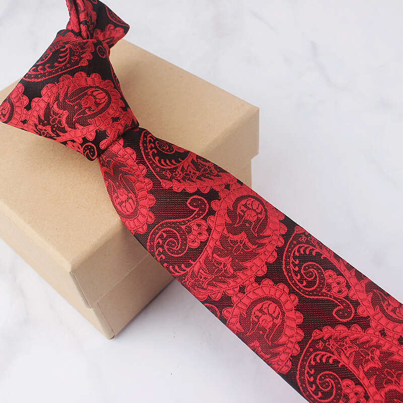 6cm mens tie 8cm handknotted paisley striped cashew red black blue business formal highend feel