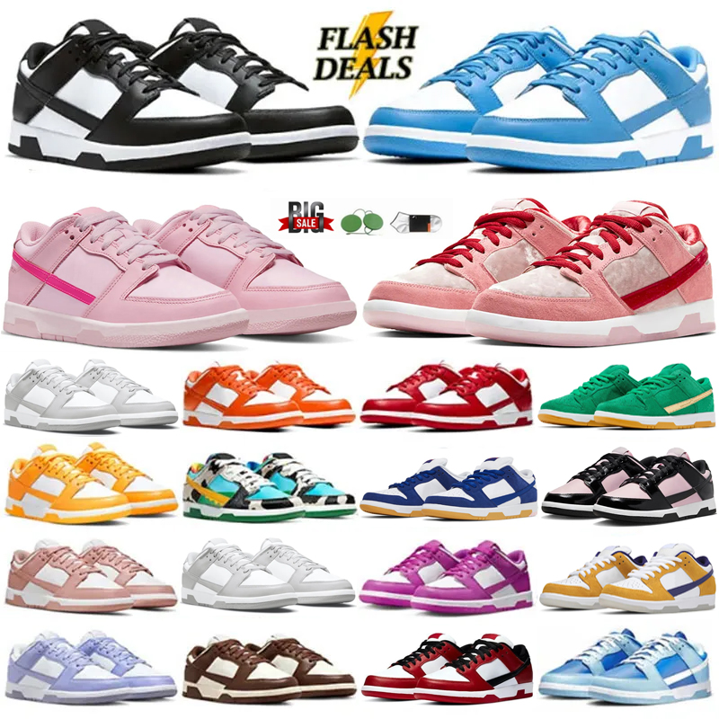 Plate-forme Designer Shoes Low Pandas Black White Photon Dust Triple Pink UNC Grey Fog Active Fuchsia Luxury Sneakers Mens Womens Trainers Size 13 36-47