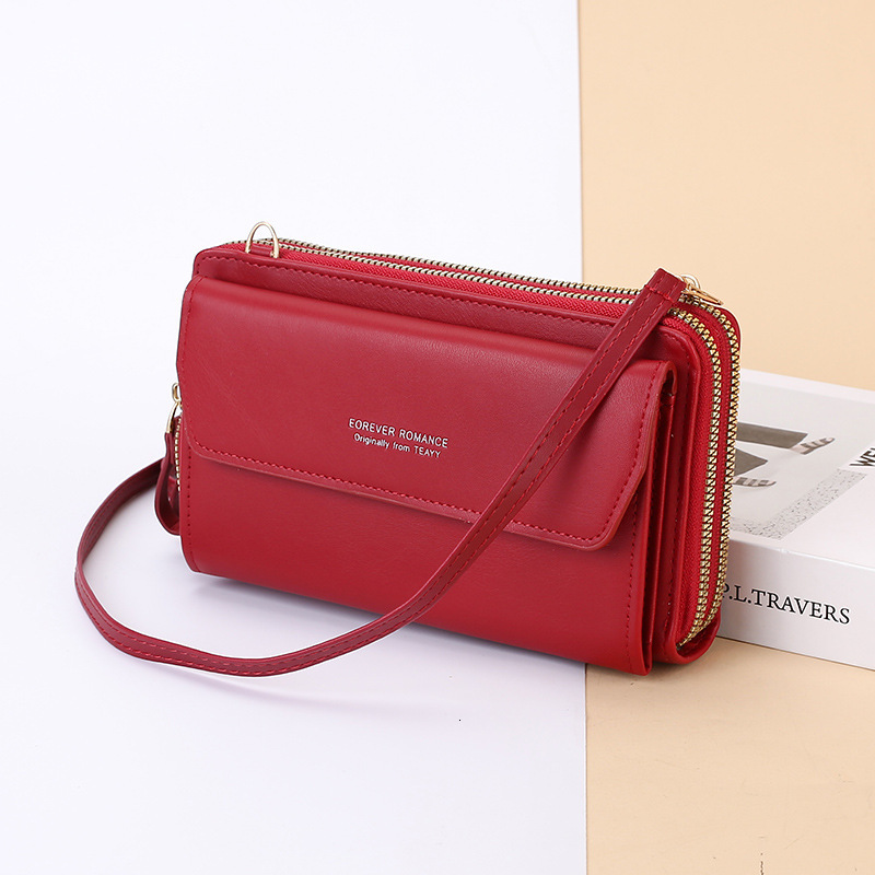 Designer Crossbody Phone Bag Women's Fashion Long Style Women's Wallet Double Zipper Korean Edition Handbag Urban Simple Shoulder Bag