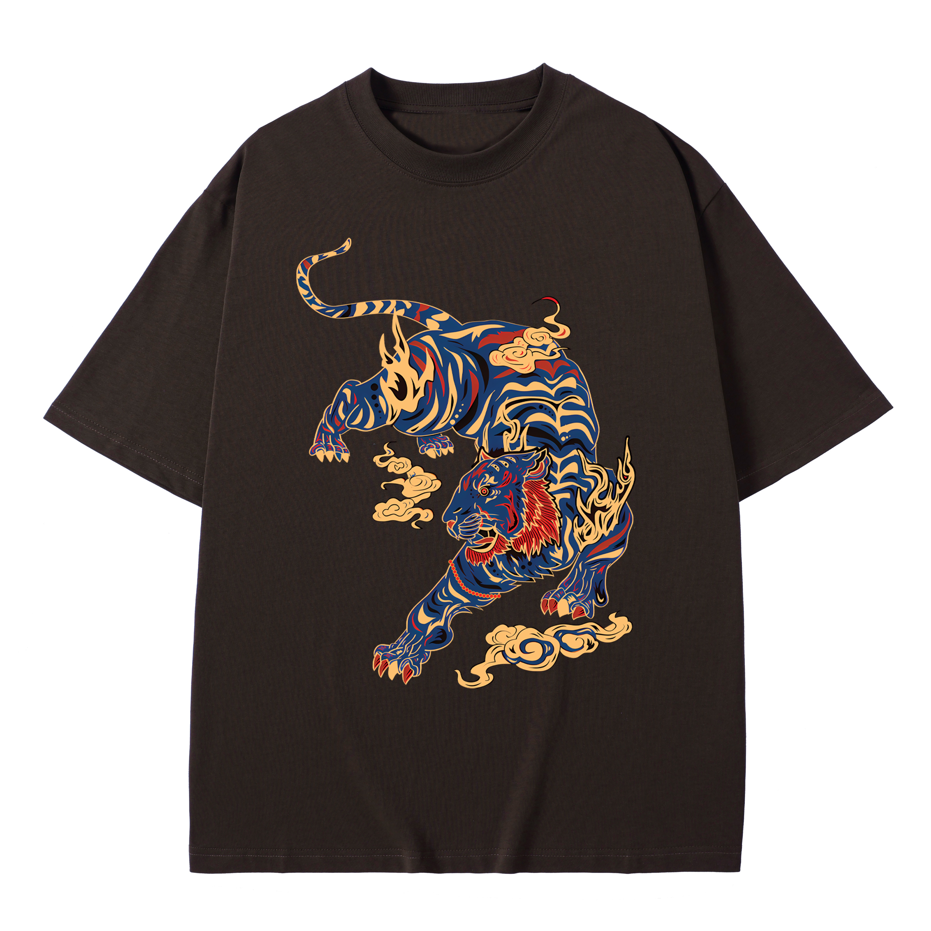 T-shirt men's top designer cotton T-shirt the tiger Painting short sleeved clothing high-quality fashionable T-shirt BROADTRUE