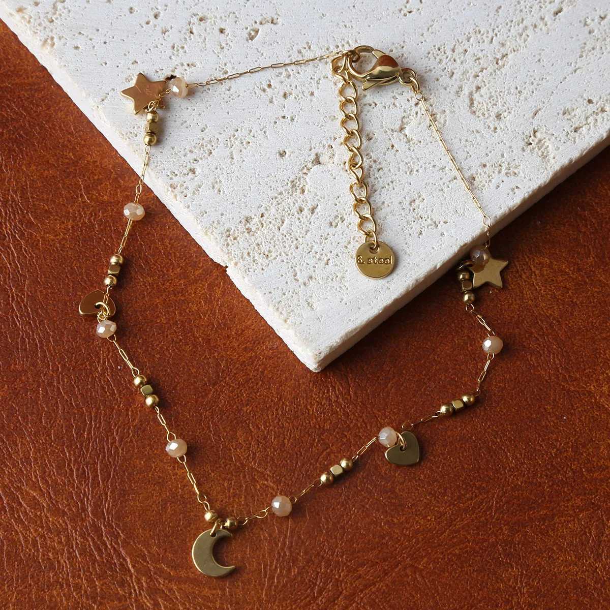 Anklets for Women Summer Beach Accessories Stainless Steel Stone Bead Chain Anklet Gold Color Leg Bracelets Bodychain Gifts W250604