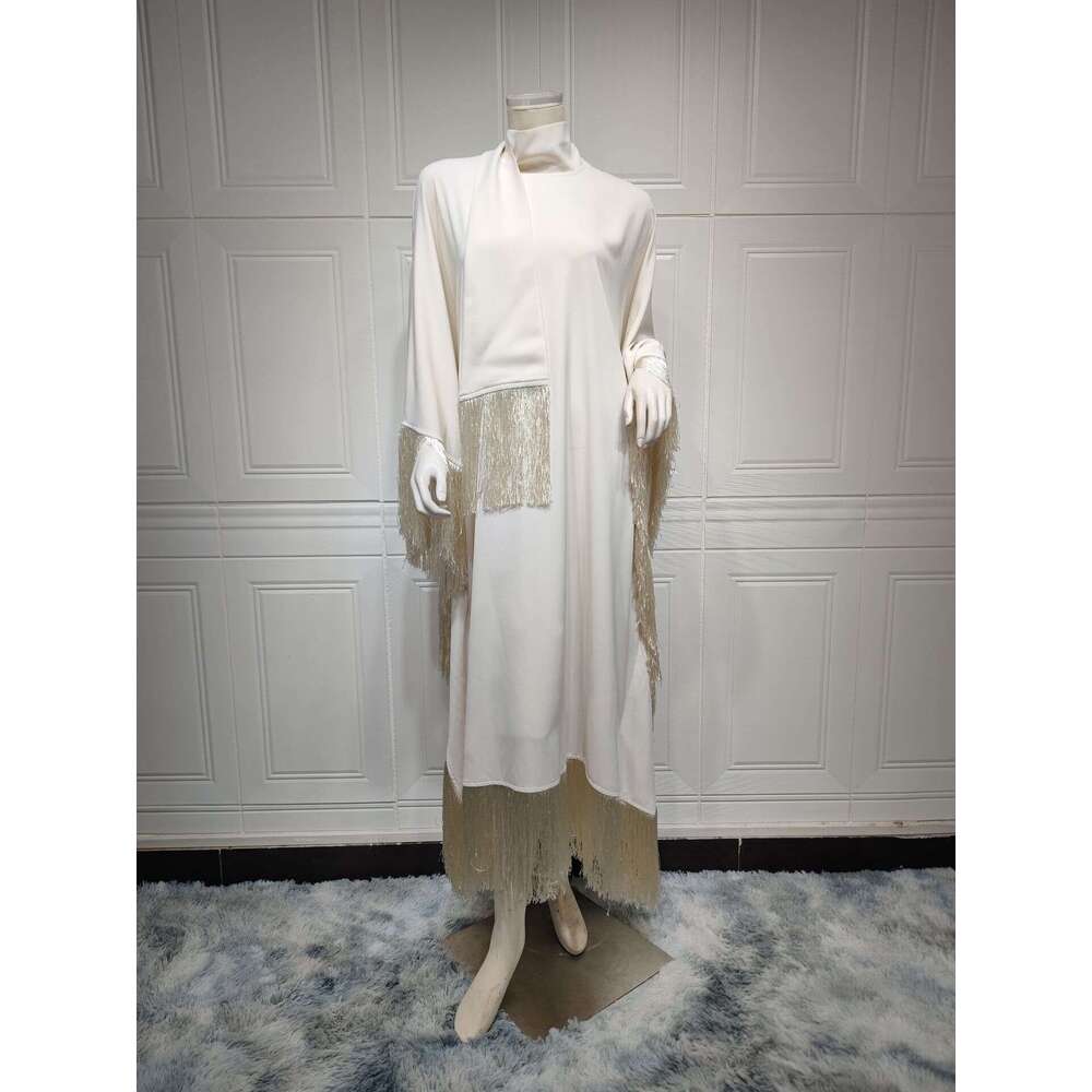 Mq061 Muslim Women Batwing Sleeve Tassel Kaftan High Fashion Dress Modest Party Gown B5