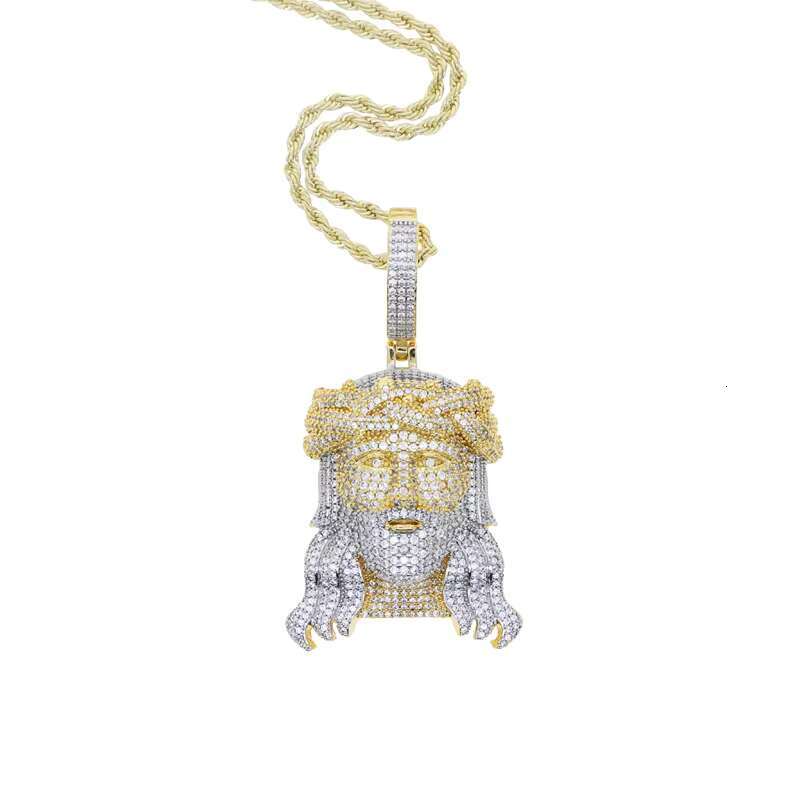 Two Tone Rose Gold Plated Hip Hop Jesus Piece Charm Pendant Micro Pave Iced Out Men Necklace Jewelry