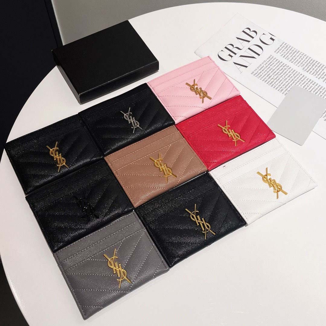 Higher Quality Designer Wallet Card Holder Embossed Leather Quilted Surface Seam Marks Luxury Passport Holders Bag Caviar Card Clip Multi-color Zipper Purse