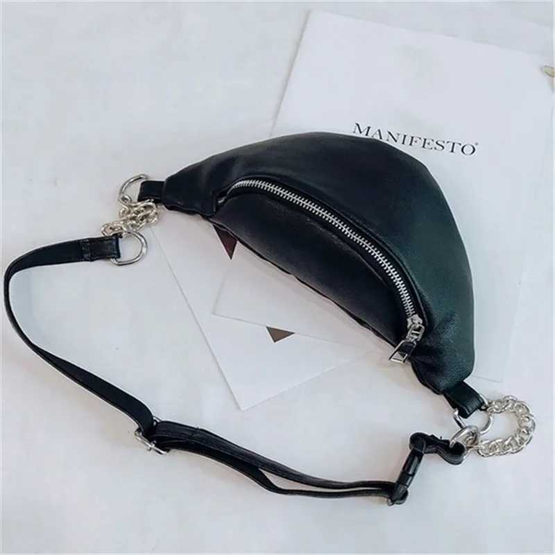 Chain Leather Waist Bag Women Fanny Pack Pu Shoulder Bags Small Purse Phone Key Pouch Large Capacity Messenger Packs W250604
