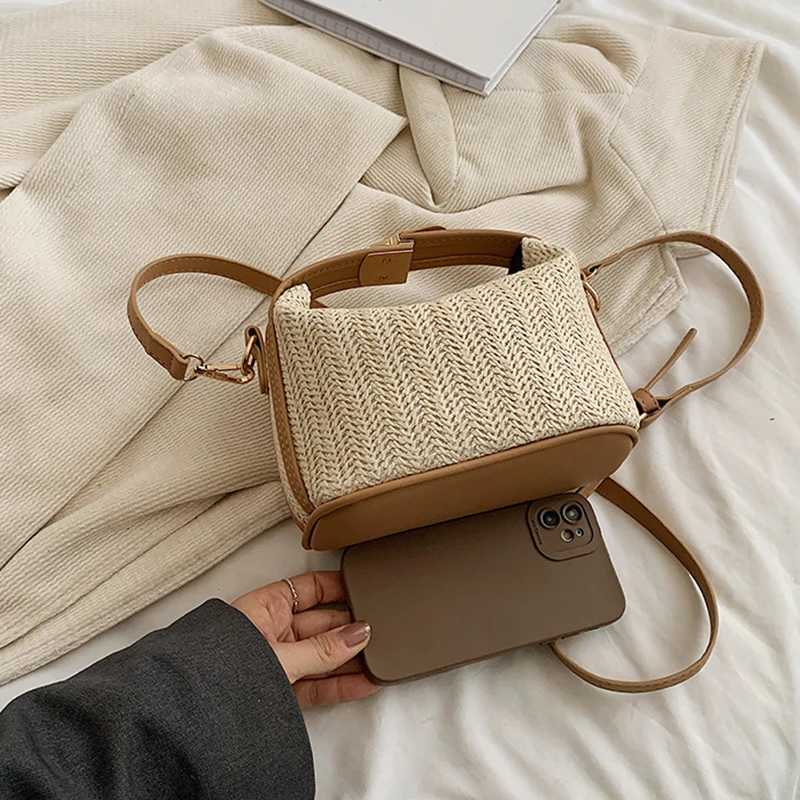 Retro Straw Crossbody Bag For Women Bohemian Small Knitting Summer Purse And Handbag Vacational Bucket Beach Bags XJ250604