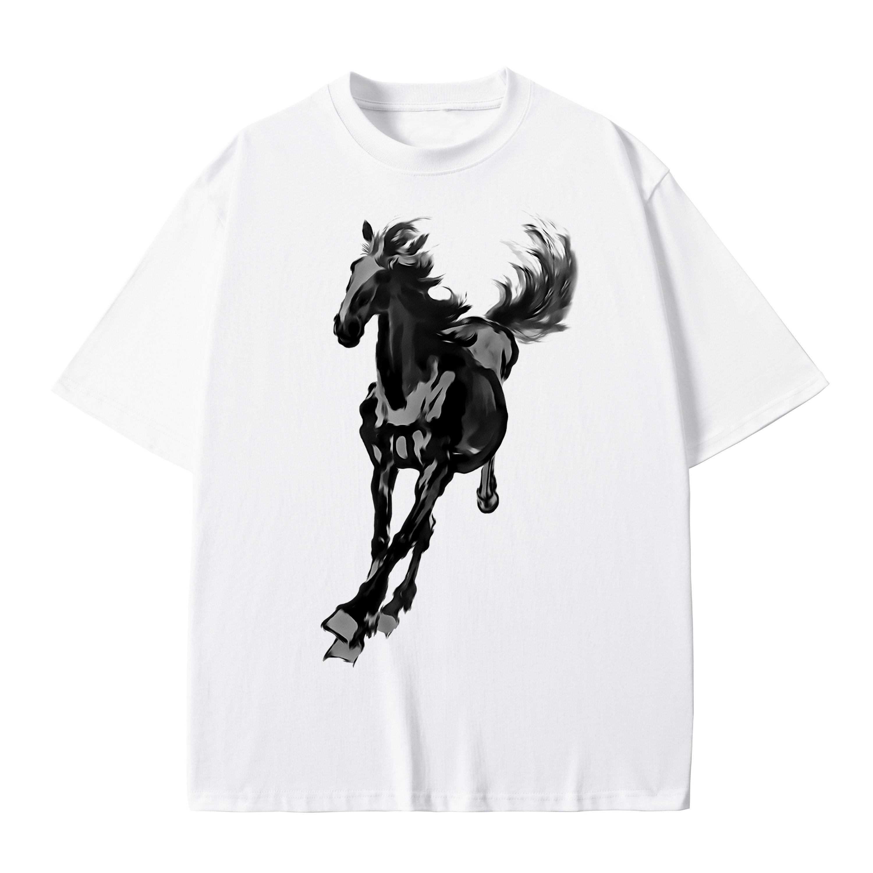 T-shirt men's top designer cotton T-shirt the silvery fine horse short sleeved clothing high-quality fashionable T-shirt BROADTRUE