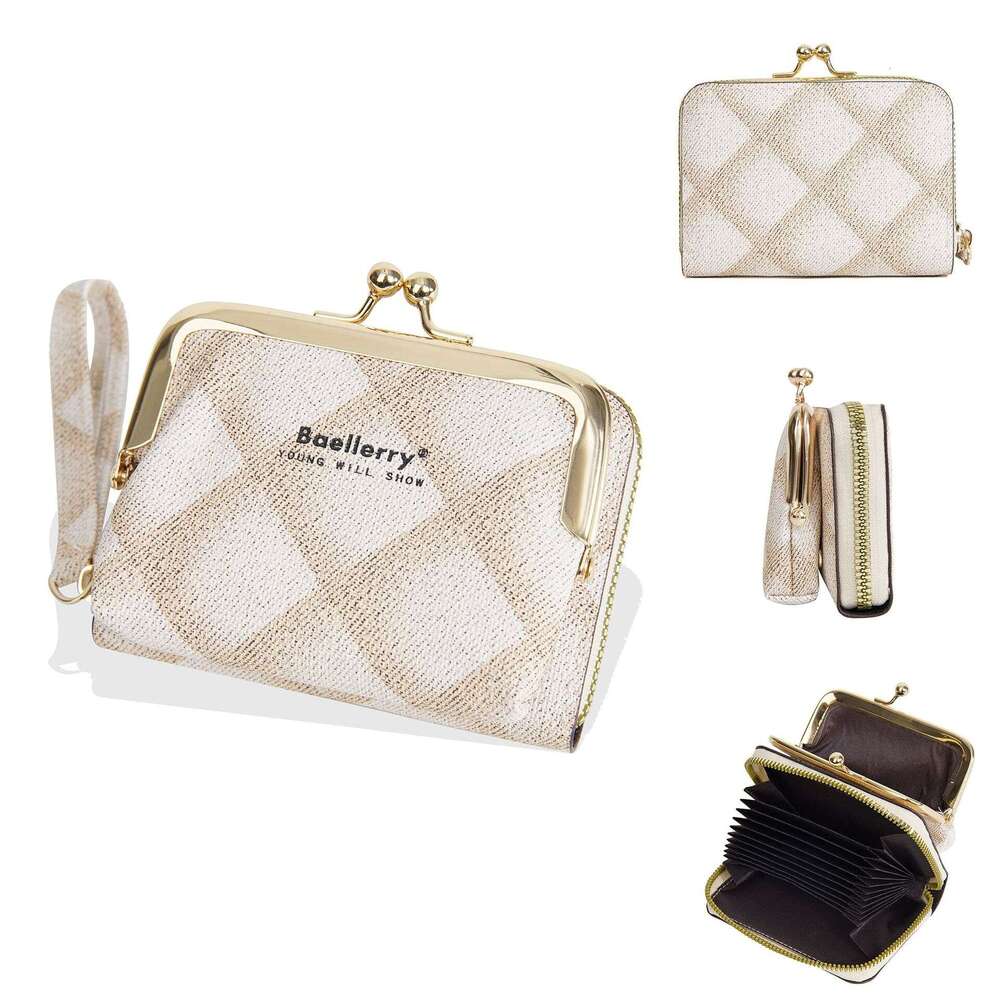 New Women's Coin Purse Baellerry Compact Quilted Zipper Accordion Card Holder Ins Multi-Functional Wallet